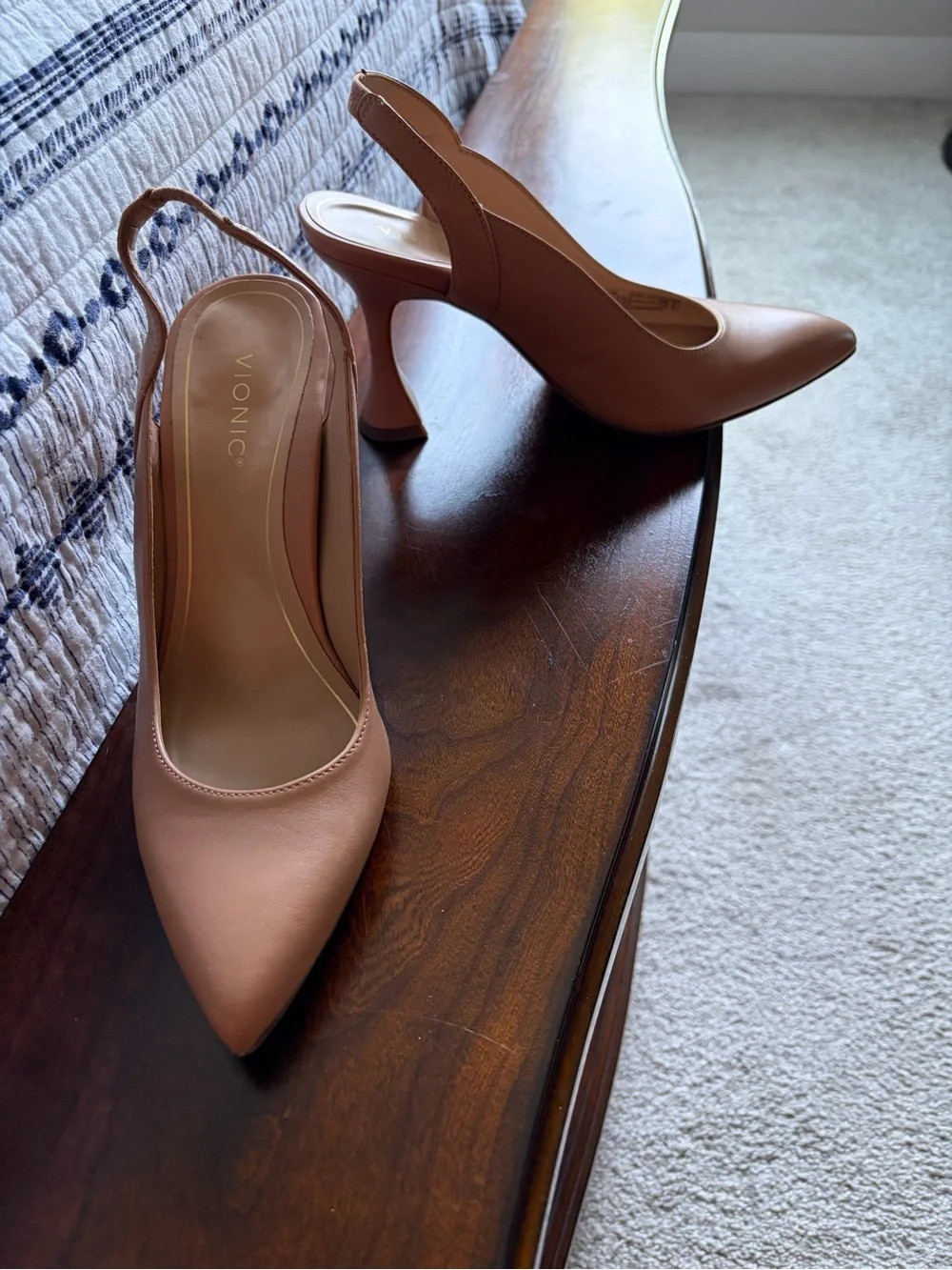 Vionic Blush Tan Slingback Pointed-Toe Heels